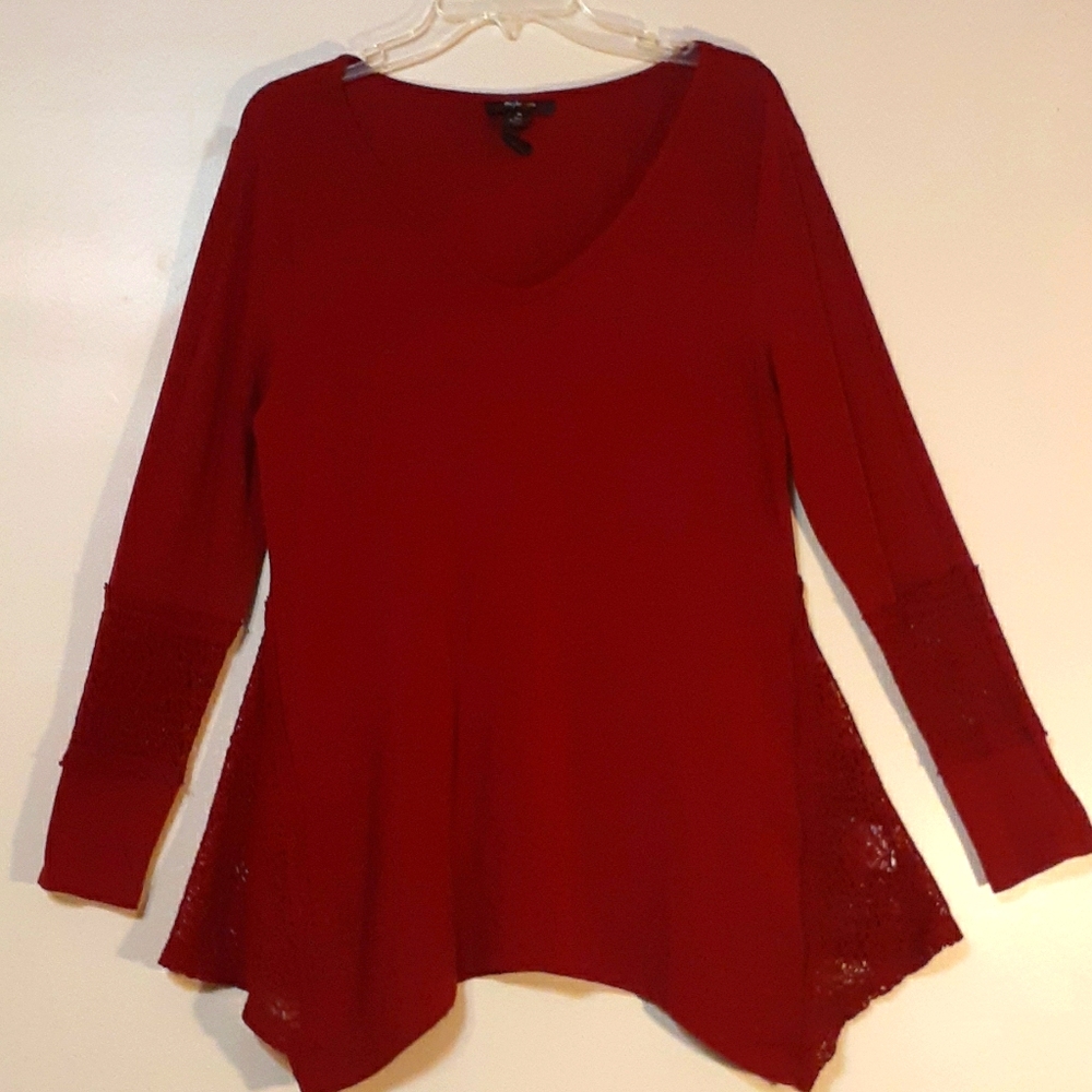 Style & co long-sleeved red top Size Med